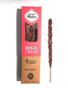 Incenso Sagrada Madre Ervas e Flores Vareta - Rosas e Olíbano