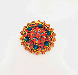 Incensário Flor de Mandala Lótus Amarela/Azul/Vermelho Resina - Resina