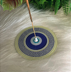 Incensário de Vidro Redondo - Mandala de Olho Grego