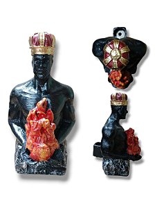 Incensário Cascata Busto Xangô em resina 15 cm