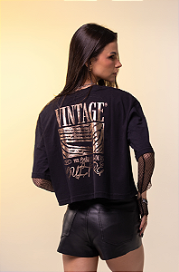 Cropped Oversized Vintage Culture The World is Yours Dourada
