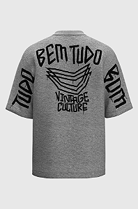 Camiseta Oversized Mescla Vintage Culture Tudo Bem Tudo Bom