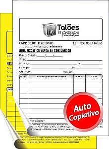 NOTA FISCAL VENDA AO CONSUMIDOR - 2 VIAS (Papel Autocopiativo)