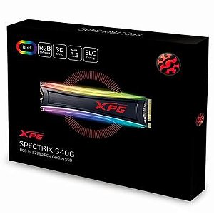 SSD ADATA XPG SPECTRIX S40G 512GB, RGB M.2 2280, LEITURA 3500MB/s, GRAVAÇÃO 2400MB/s - AS40G-512GT-C