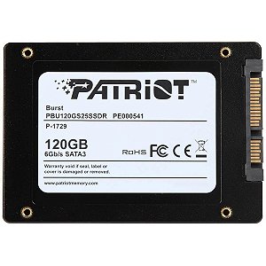 SSD PATRIOT BURST ELITE, 120GB, SATA III, LEITURA 555MBS E GRAVAÇÃO 500MBS - PE000541-PBE120GS25SSDR