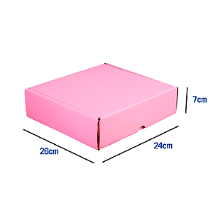 Caixa de Papelão Rosa Média - 26 x 24 x 7