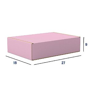 Caixa de Papelão Rosa Grande - 27 x 18 x 9