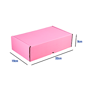 Caixa de Papelão Rosa Grande - 32 x 19 x 9