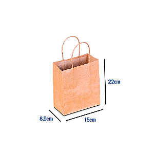 Sacola de Papel Kraft - PP - 15 x 8,5 x 22cm