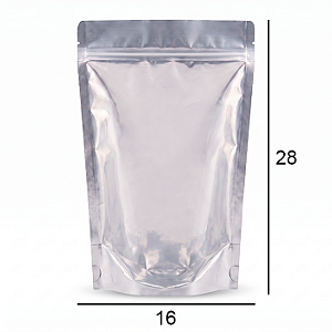 Saco Stand Up Pouch Metalizado com Frente Transparente - Fecho Zip - 16 x 28