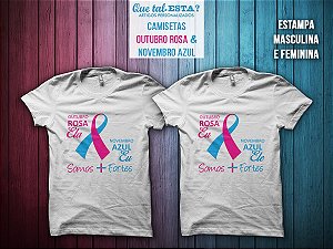 Camiseta Outubro Rosa e Novembro Azul