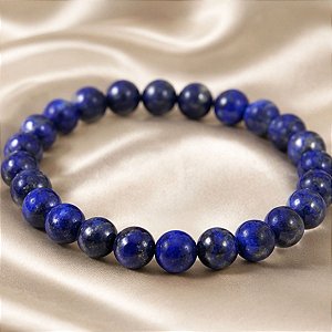 Pulseira De Pedra Bolinha Lapis Lazuli Azul 8mm