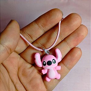 Colar Infantil Lilo Stitch Cor de Rosa Disney Desenho Novo