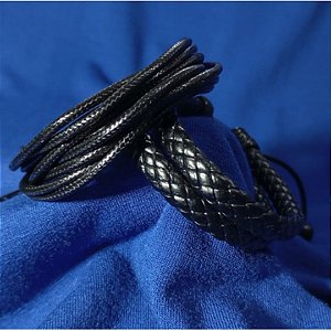 Kit 2 Pulseiras Sociais Cordas E Couro Preto Exclusivo Novo