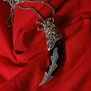 Colar Masculino Dente De Lobo Aço Inox Design Tribal Novo