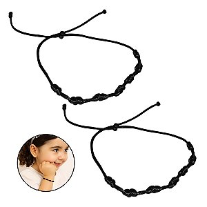 Kit 2 Pulseiras 7 Nós Preta – Proteção e Estilo Unissex