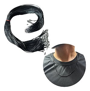 Kit 100 Colares Para Fazer Artesanato Cordão Fecho Prateado