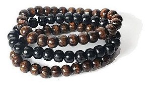 Combo Pulseira De Bolinha Madeira Kit 15 Peças