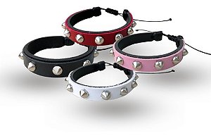 Kit 4 Pulseiras Braceletes De Couro Rock In Roll Spike Cores