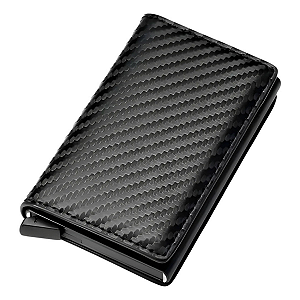 Carteira Pequena Cartões Flip-on Couro Rfid Antifurto Slim