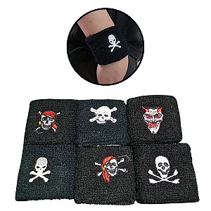 Kit 12 Pulseiras Munhequeiras Rock Caveiras Crânio Atacado