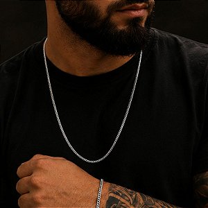 Corrente Grumet +Pulseira Aço Prateado  70cm