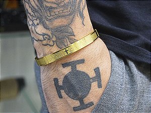 Bracelete Pulseira Aço  316L Pai Nosso Dourado Banhado