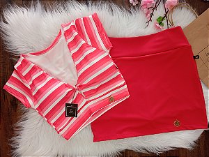 Conjunto Cropped + Short Saia  Vermelho