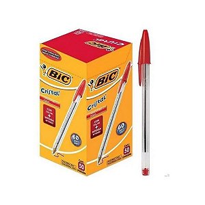 Caneta Esferográfica BIC Cristal Dura+ vermelha com 50 un.