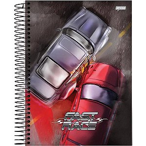 Caderno Universitário Capa Dura 1 Matéria 80 Folhas Fast Race Jandaia - 1 Pacote Com 4 Unidades