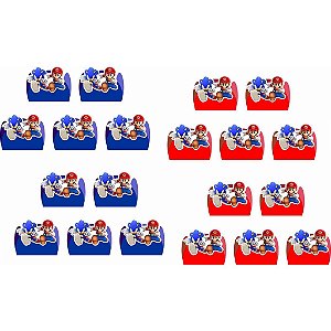 100 Forminhas para doces 4 pétalas Sonic x Mario - Envio Imediato