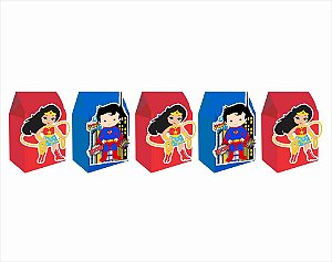 15 Caixinhas MILK para doces Mulher Maravilha e Superman Baby