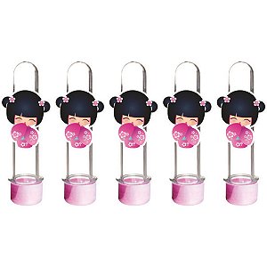 20 Tubetes Boneca Kokeshi rosa - Envio Imediato