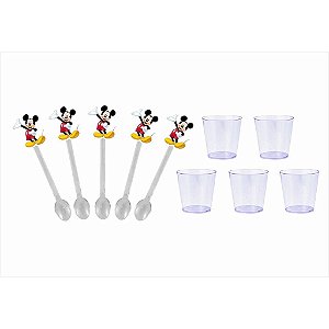 250 mini colheres + 250 copos 25 ml Mickey - Envio Imediato