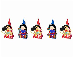 30 Caixinhas CONE para doces Mulher Maravilha e Superman Baby