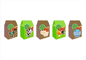 30 Caixinhas MILK para doces Fazendinha Menino Verde Marrom