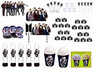 Kit festa Bts (preto) 255 peças  (30 pessoas)