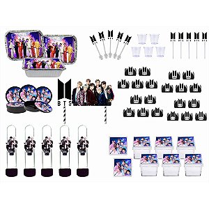 Kit Festa BTS preto 121 peças (10 pessoas)