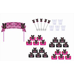 kit festa Chá de Lingerie (pink e preto) 61 peças