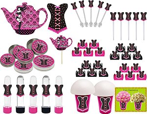 Kit Festa Chá De Lingerie (pink E Preto) 99 Peças (10 pessoas)