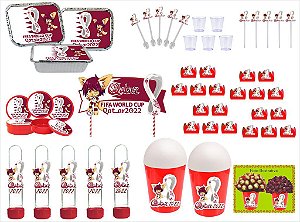 Kit Festa Copa do Mundo do Qatar 113 peças (10 pessoas) marmita vso