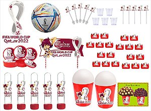 Kit Festa Copa do Mundo do Qatar 255 peças (30 pessoas)