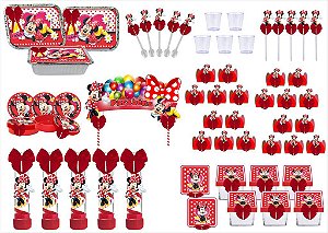 Kit festa decorado  Minnie vermelha 191 peças (20 pessoas)