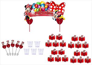 Kit festa decorado  Minnie vermelha 61 peças