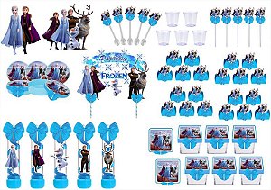Kit festa decorado Frozen 2 (azul)  173 peças (20 pessoas)