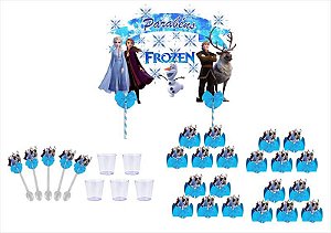 Kit festa decorado Frozen 2 (azul)  61 peças