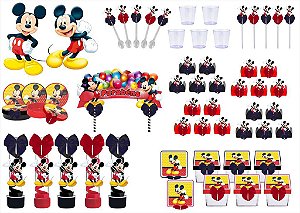 Kit festa decorado Mickey  113 peças (10 pessoas)