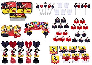 Kit festa decorado Mickey  121 peças (10 pessoas)