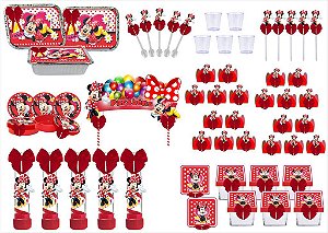 Kit festa decorado Minnie vermelha  121 peças (10 pessoas)