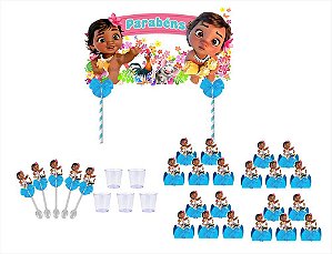 Kit festa decorado Moana Baby (azul) 61 peças